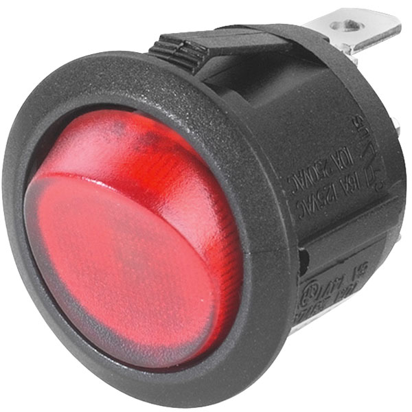 (image for) SPST illuminated Round 6A Rocker Switch 20mm (SWR029)