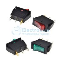 (image for) Illuminated GREEN Rocker 15A/250VAC SPST On-Off (SWR065)