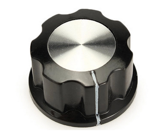 (image for) Knob Black with silver top 19.5mm (ANN71G)