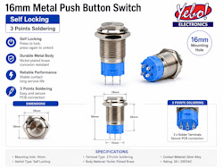 (image for) Metal Push Button Switch 16mm Locking (SWP081)